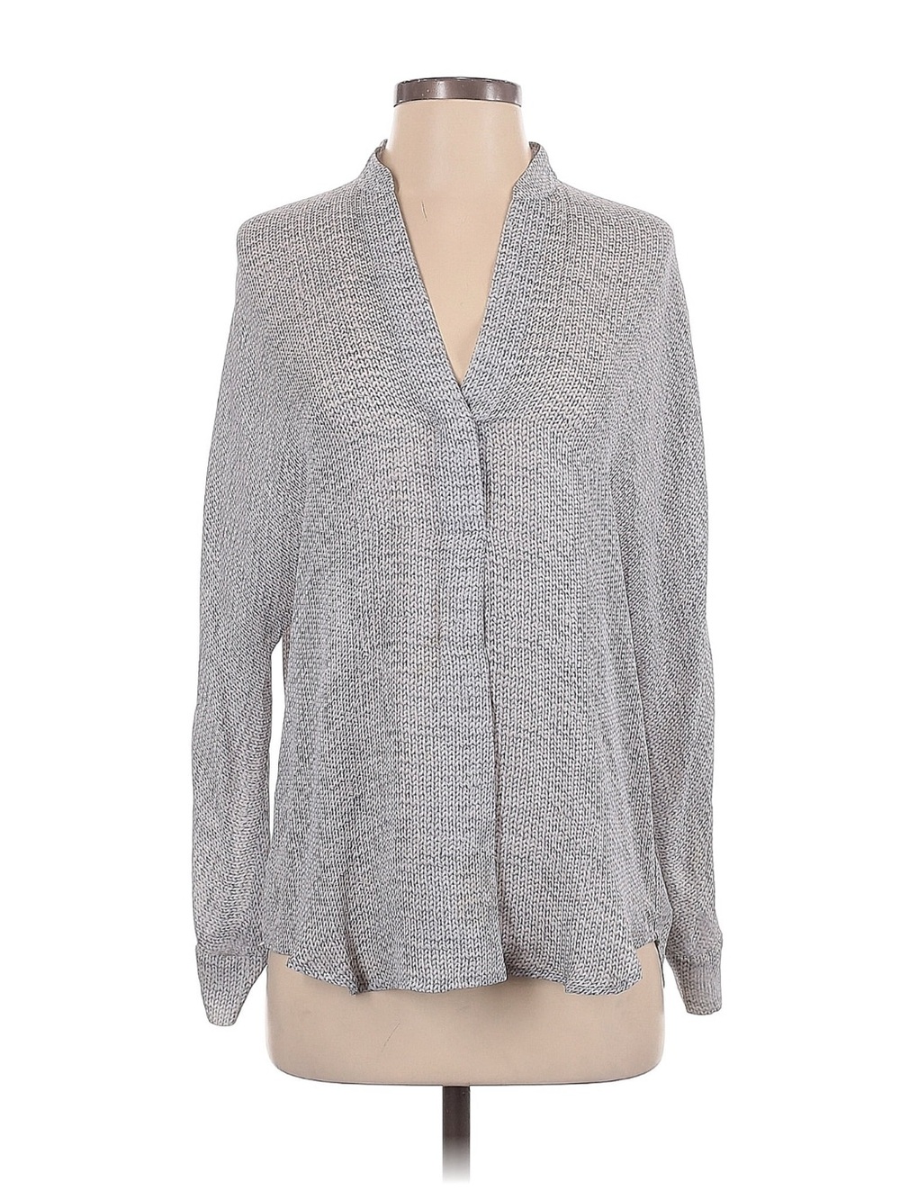 Vince Silk Popover Top in Grey Knit Print size XS